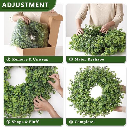 26" Large Artificial Mint Leaves Wreath for Front Door - Faux Mint Wreath, Realistic Fake Plant Wreath for Window,Porch,Home,Farmhouse,Outdoor Decor - Spring, Summer, All Seasons (Green) in Saudi Arabia
