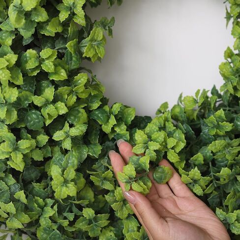 26" Large Artificial Mint Leaves Wreath for Front Door - Faux Mint Wreath, Realistic Fake Plant Wreath for Window,Porch,Home,Farmhouse,Outdoor Decor - Spring, Summer, All Seasons (Green) in Saudi Arabia