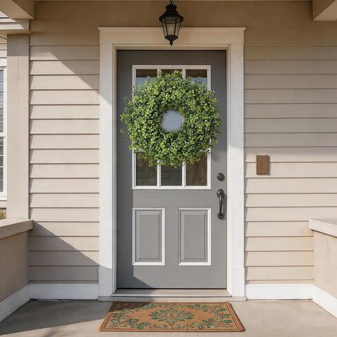 26" Large Artificial Mint Leaves Wreath for Front Door - Faux Mint Wreath, Realistic Fake Plant Wreath for Window,Porch,Home,Farmhouse,Outdoor Decor - Spring, Summer, All Seasons (Green) in Saudi Arabia