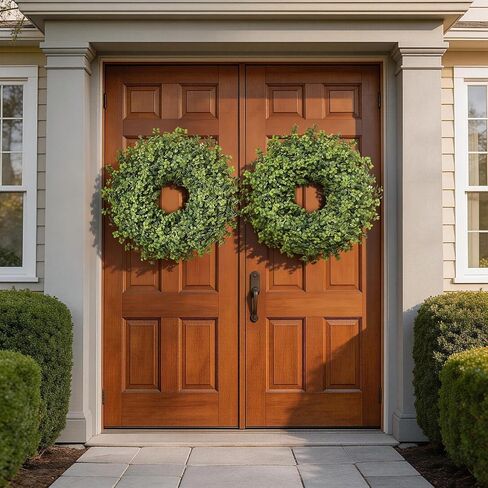 26" Large Artificial Mint Leaves Wreath for Front Door - Faux Mint Wreath, Realistic Fake Plant Wreath for Window,Porch,Home,Farmhouse,Outdoor Decor - Spring, Summer, All Seasons (Green) in Saudi Arabia