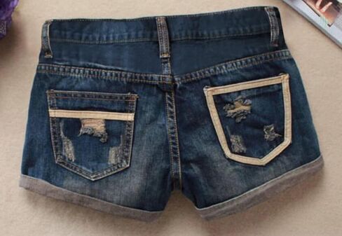Fensajomon Women's Low Rise Summer Ripped Distressed Frayed Denim Shorts Sexy Jean Dark Blue XXL in Saudi Arabia
