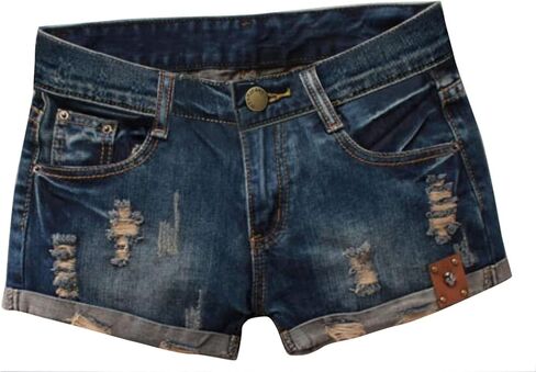 Fensajomon Women's Low Rise Summer Ripped Distressed Frayed Denim Shorts Sexy Jean Dark Blue XXL in Saudi Arabia