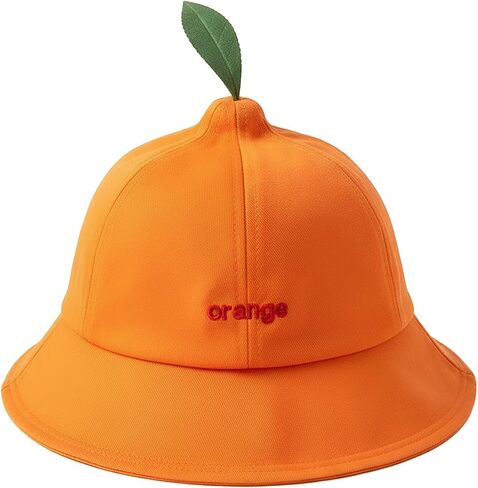 Funny Orange Hat with Green Leaf Cute Embroidered Fisherman Hat for Women, Quick Dry Breathable Summer Sun Visor Cap in Kuwait
