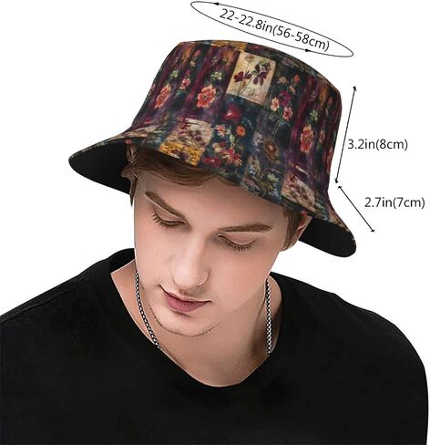 Colorful Vintage Floral Bucket Hat for Men Women, Packable Printed Sun Hats, Fisherman Outdoor Summer Travel Hiking Beach Caps in Saudi Arabia