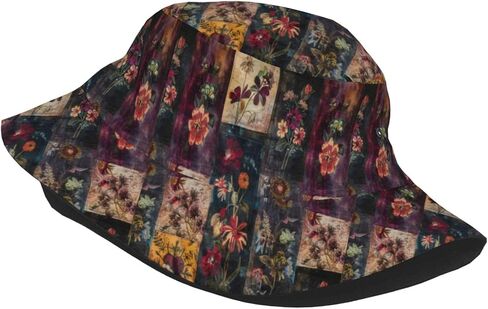 Colorful Vintage Floral Bucket Hat for Men Women, Packable Printed Sun Hats, Fisherman Outdoor Summer Travel Hiking Beach Caps in Saudi Arabia