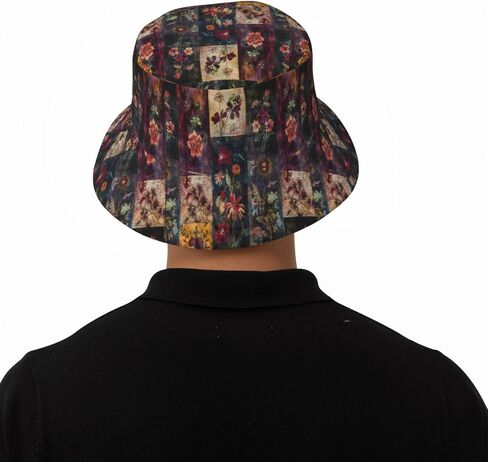 Colorful Vintage Floral Bucket Hat for Men Women, Packable Printed Sun Hats, Fisherman Outdoor Summer Travel Hiking Beach Caps in Saudi Arabia