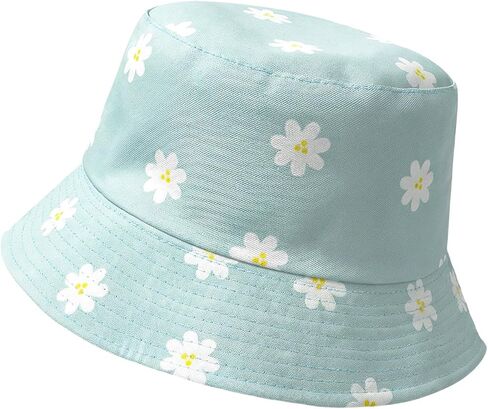 Avxdbr Reversible Daisy Floral Bucket Hat Packable Sun Hat for Women Men Cute Summer Fisherman Hat Beach Travel Outdoor Fishing Cap Green in Saudi Arabia
