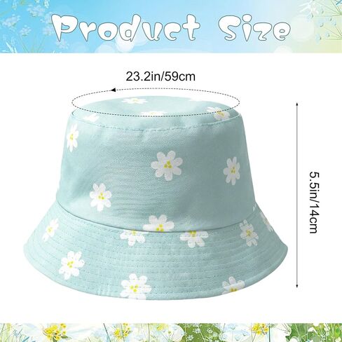 Avxdbr Reversible Daisy Floral Bucket Hat Packable Sun Hat for Women Men Cute Summer Fisherman Hat Beach Travel Outdoor Fishing Cap Green in Saudi Arabia