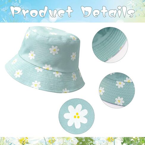 Avxdbr Reversible Daisy Floral Bucket Hat Packable Sun Hat for Women Men Cute Summer Fisherman Hat Beach Travel Outdoor Fishing Cap Green in Saudi Arabia