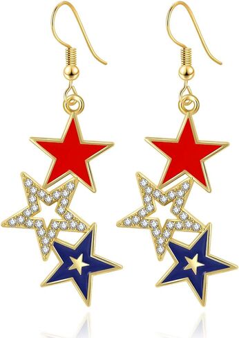 4th of July Earrings for Women American Flag Patriotic Earrings Dangle Red White Blue USA Earring Independence Day Jewelry Outfit Accessories Gifts in Saudi Arabia
