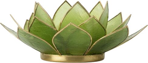 Om Gallery Gemstone Lotus Tealight Holder - Handcrafted Capiz Shell Design for Soft Glow, Elegant Home & Table Decor, Wedding Centerpieces, Votive Candle Styling, and Thoughtful Gifting - Peridot in Saudi Arabia