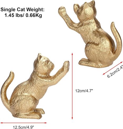 Cat Decorative Bookends for Shelf, Cute Book End Unique Book Ends to Hold Books Heavy Duty for Desk Office, Vintage Antique Gold Home Decor, Shelf Decoration, Modern Living Room Decor in Saudi Arabia