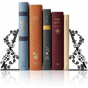 Set of 2 Metal Japanese Cherry Blossom Samurai Sword Bookends, Anime Book Ends for Home Office Library Bedroom Bookshelf, Unique Decorative Gifts for Men Childrens Japanses Culture Enthusiast in Saudi Arabia