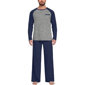 Aodemo Men's Pajamas Sets Sleepwear Loungewear Long Sleeve Pjs Soft Nightwear with Pockets in Saudi Arabia