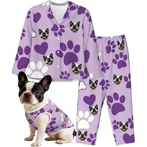 Personalized Matching Dog and Owner Pajamas Set, Custom Pajamas with Faces for Men Women Small to Large Dogs Cats in Saudi Arabia