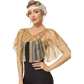MTITE Women's 1920s Shawl Wraps,Sequin Flapper Evening Shawls for women Gatsby Accessories for Harlem Night in Saudi Arabia