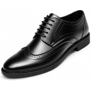 Men's Dress Shoes Classic Wingtip Brogue Formal Oxfords Lace-Up Business Casual Derby Tuxedo Shoes for Wedding Office, Comfortable Non-Slip Lightweight Modern Black in Saudi Arabia