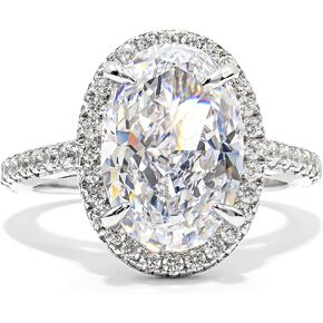Raneecoco 6.7 CT Engagement Rings for Women, Halo Oval Cut Cubic Zirconia Promise Ring, 18K White Gold Plated Sterling Silver Wedding Ring, Size 5-9 in Saudi Arabia