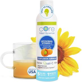 Core Med Science Liposomal Vitamin C 1000mg Liquid - Sunflower Formula, 5 Fl Oz - Natural Liposomal Vitamin C Non-GMO Supplement - Immune System Booster for Adults - Supports Collagen Formation in Kuwait