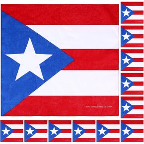Cuffbow 12 Pack Large Cotton Bandanas, 21.65 x 21.65 Inches Puerto Rican Flag Bandanas for Men Women, 100% Cotton Patriotic Puerto Rican Scarf Headband Souvenirs Gifts in Kuwait