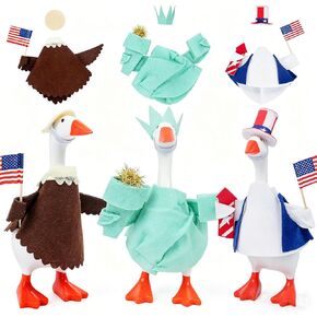 3 Set 7 Inch Desk Goose Outfits, 4th of July Desk Goose Clothes with Patriotic Hats and Accessories, Independence Day Mini Goose Costumes for Magnetic Desktop Goose Statue in Saudi Arabia