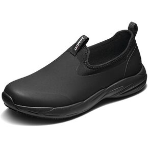 NINGO Non Slip Work Shoes for Men, Waterproof Slip On Kitchen Chef Shoes Easy to Clean, Lightweight Comfortable Slip Resistant TPU Loafers for Food Service Restaurant Garden Nursing, Black in Saudi Arabia