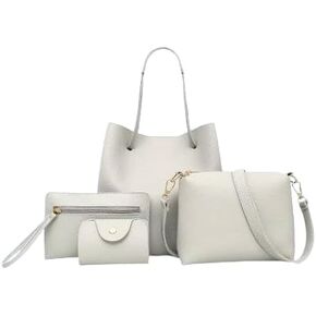 Women's 4-Piece Handbag Set with Tote, Crossbody Bag, Clutch and Cardholder, Modern Casual Style in Saudi Arabia