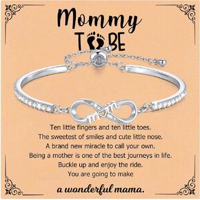 XUANPAI Silver Infinity Bracelets for MOM - Infinity Love Heart Bracelet for New Mom,Trendy Adjustable Cubic Zirconia Infinity Jewelry with Box,Gifts for Mama,Happy Birthday Presents for Her in Saudi Arabia