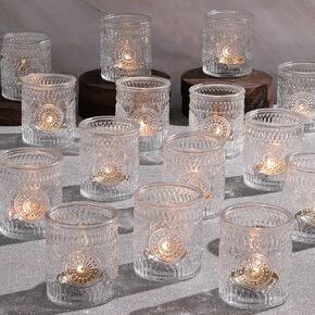 30 Pcs Clear Glass Votive Candle Holders, Wedding Tealight Holders | Ideal for wedding centerpieces. Fits standard tea lights, LED tea lights, small votive candles for versatile decorating. in Kuwait