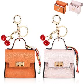 2 Pcak Mini Backpack Keychain Purse for Women, Small Tiny Bag for Purse with Cherry Keychain, Micro Cute Coin Pouch, Bag Charms for Party/Birthday Gifts (Black+Pink) in Saudi Arabia
