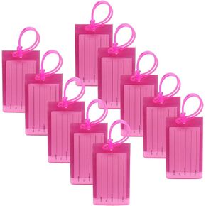 10 Pack Pink Luggage Tags for Suitcases, PVC Travel ID Tags with Matching Straps, Luggage Accessories for Identification & Organization in Saudi Arabia