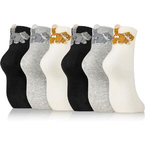 6 Pairs Cute Cat Socks with Balls, Women's 3D Cat Cotton Crew Socks, Novelty Funny Animal Sock for Women Cats Lovers Gift in Saudi Arabia
