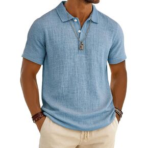 Men's 2026 Cotton Polo Shirt Short Sleeve Casual Summer Shirts Classic Collared Golf Shirt in Kuwait