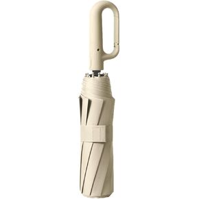 Travel Folding Golf Umbrella, 8 Ribs Automatic, Open/Close, Lightweight Compact Portable Backpack Car Parasol Outdoor, Sun/Rain, Anti 99 UV Protection UPF 50, Men Women, Carabiner Handle Design in Kuwait
