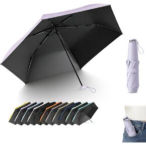 erised's bifrost Compact Travel Folding Carbon Umbrella With Micro Handle for Women Girls Kids - Portable Parasol,Lightweight,6 Ribs,UV Protection,UPF 50,Rain Sun,Backpack/Car in Kuwait