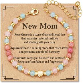 Mothers Day Gifts for Mom, Healthy Pregnancy New Moms Crystal Beaded Bracelets Valentines Christmas Jewelry 6.5+2 Inches in Saudi Arabia