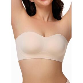 Jelly Strapless Bra for Women, Breathable Wirefree Push Up Bra, Non-Slip Silicone-Free Bandeau with Bonded Fixed Cups in Saudi Arabia