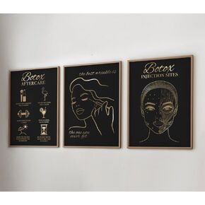 NATVVA Nails Tech Canvas Posters Nail Shape Wall Art Prints Pictures 3 Pieces Golden Nails Painting for Manicure Salon Beauty Salon Decor with Wooden Inner Frame in Saudi Arabia