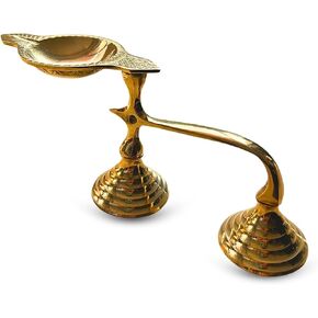 Vedic Charya Brass Karpoor Diya | Golden Kapoor Aarti Deepam | Spiritual Decor Indian Religious Festivals | Dani Holder Ghee Single Face Diya for Puja, Home Mandir, Wedding & Return Gifts - 2.5 inch in Saudi Arabia