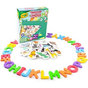 Crayola ABC Matching Magnet Set - Animal Party, 52 Colorful Quality Foam Magnets Including 26 Pictures and 26 Uppercase Alphabet Magnets from A-Z. Best Educational Toy for Preschool Learning in Saudi Arabia