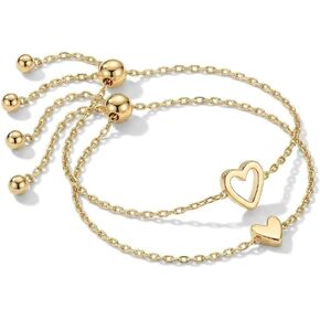 Matching Heart Bracelets for Best Friends Adjustable Bolo Slider Set with Heart Charms Dainty Jewelry Gift for Women Birthday in Saudi Arabia