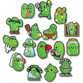 16PCS Pickle Shoe Charms Set, Funny Green Pickle PVC Charms for Clog Sandals, Cute Meme Shoe Decorations for Backpacks, for Teens & Adults (Not a Toy) in Saudi Arabia