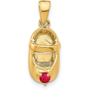 14k 3-D July/Synthetic Stone Engraveable Baby Shoe Charm in Saudi Arabia