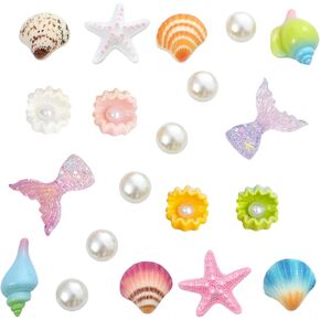 Beach Shoe Charms for Girls,Pearl Starfish Seashell and mermaid tails Decorations,Used for Clog Sandal,Bags Charms,Plastic Shoe Accessories for Women kids,Beach Theme Party Decorations in Saudi Arabia