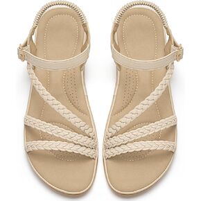 Aomigoct Dressy Sandals Women Summer: Soft Cushioned Strappy Flat Sandal for Womens - Non-Slip Casual Comfortable Walking Woman Shoes in Saudi Arabia