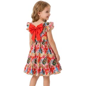 TTYAOVO Toddler Girls Summer Dress Flutter Sleeve Floral Ruffle A-Line Twirl Sundress Casual Beach 3-7T in Saudi Arabia