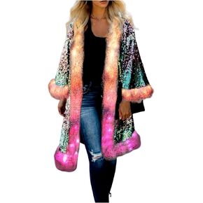 LED Light up Sequin Coat for Women Flash Sparkly Jacket Rave Costume Music Festival Outfits Parties Halloween Holiday in Saudi Arabia