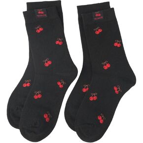 Womens Crew Socks, 2 Pairs Cute Cherry Novelty Socks Casual Athletic Cotton Calf Socks for Women in Kuwait