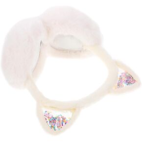 Healifty Cute Kitten Ear Muffs Foldable White Plush Ear Cover Winter Outdoor for Boys in Kuwait