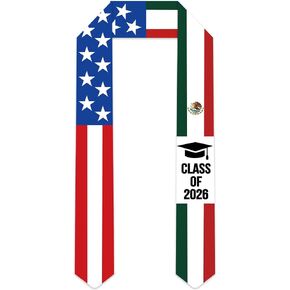 Mexican Graduation Sash Class of 2026 Graduation Stole - Mexico USA Crountry Flag Grad Stole Grad Photo Props, Graduation Gifts for College Graduates, 2026 Graduation Party Decorations in Saudi Arabia